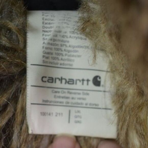 Carhartt Trapper Hat Tan Brown Faux Fur Winter Warm Retro Vintage - Picture 5 of 5